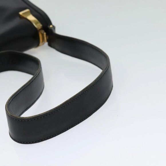 GUCCI Shoulder Bag Leather Black Gold Auth - Picture 7 of 16